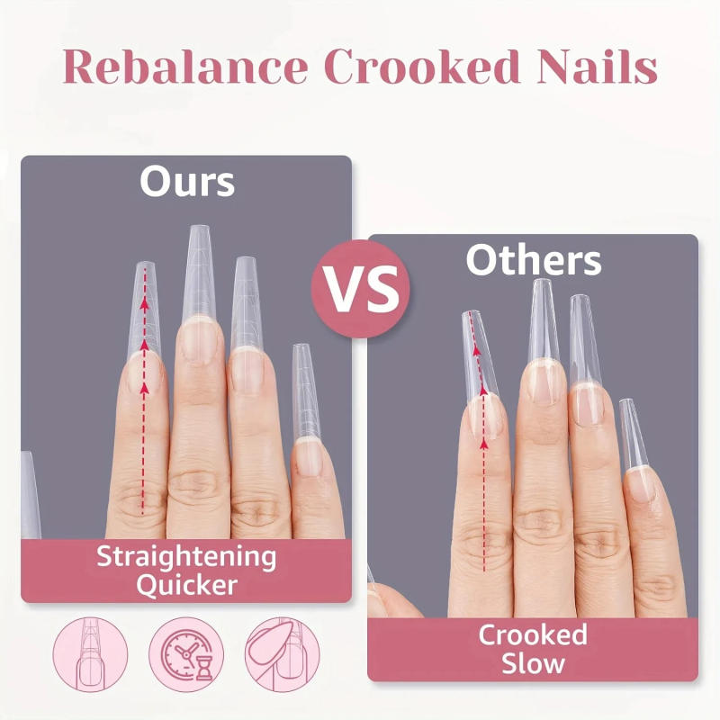 Description Picture 3 of item330Pcs Almond Coffin Nail Tips With Auxiliary Lines Multifunctional Soft Gel Full Cover Fake Nail For Extension Press On Nails