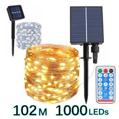 100M Solar Lights String Outdoor Remote LED Fairy Lights For Camping Patio Garden Party Terrace Christmas Decoration