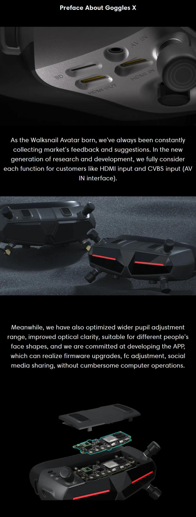 Description Picture 6 of itemGoggles X for FPV Walksnail Avatar HD Goggles X 1080P 100FPS REPLACE VRX AV HDMI Light Weight For RC Drone For CADDX Battery