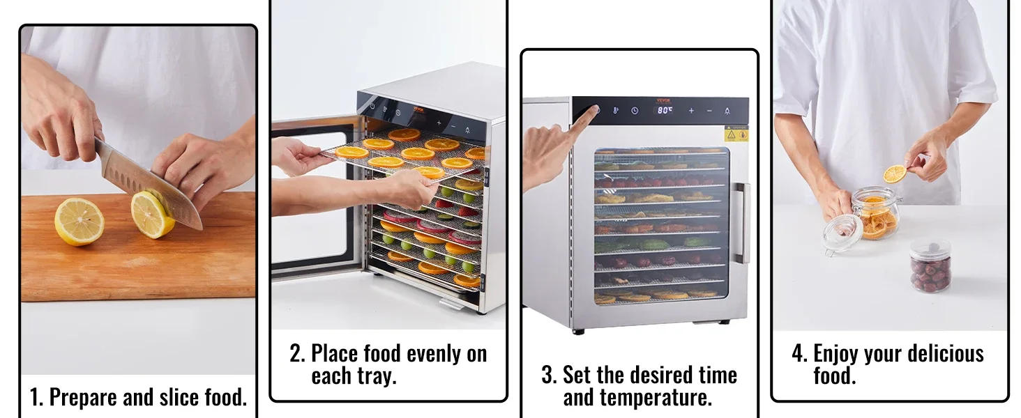 Description Picture 6 of itemVEVOR Electric Food Dehydrator Machine with 10Tray Food Dehydrator 800/1000W Household Vegetables Fruit Dryer with Digital Timer