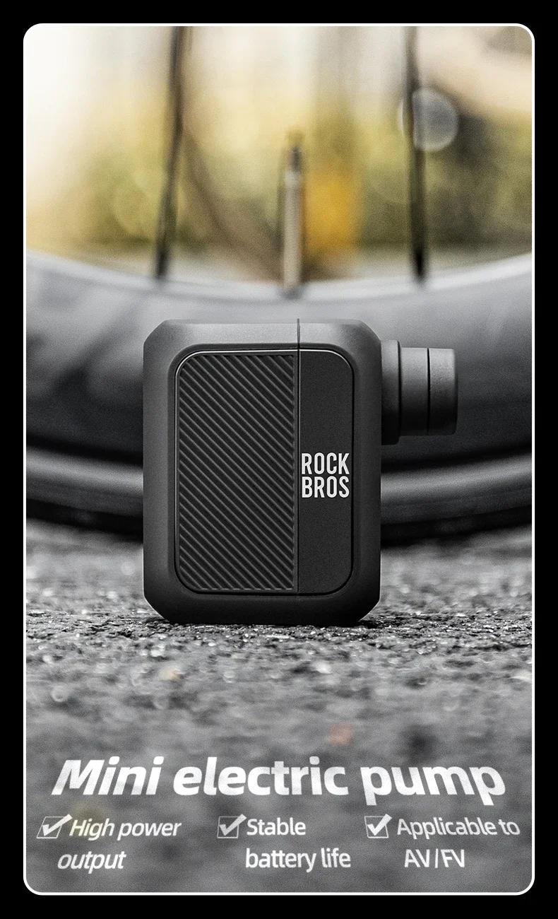 Description Picture 2 of itemROCKBROS Electric Air Pump Portable 100PSI Bicycle Pump Air Compressor Rechargeable Tire Inflator Pump 300mAh Battery Capacity