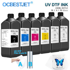 1000ML/Bottle UV DTF Ink and Varnish for UV DTF Film A B for Epson Printer XP600 TX800 1390 L800 L1800 L805 UV Ink Refill kit