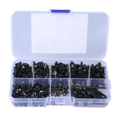 Hexagonal Socket Screw & Nut Set Carbon Steel Machine Screws Assortment with Box