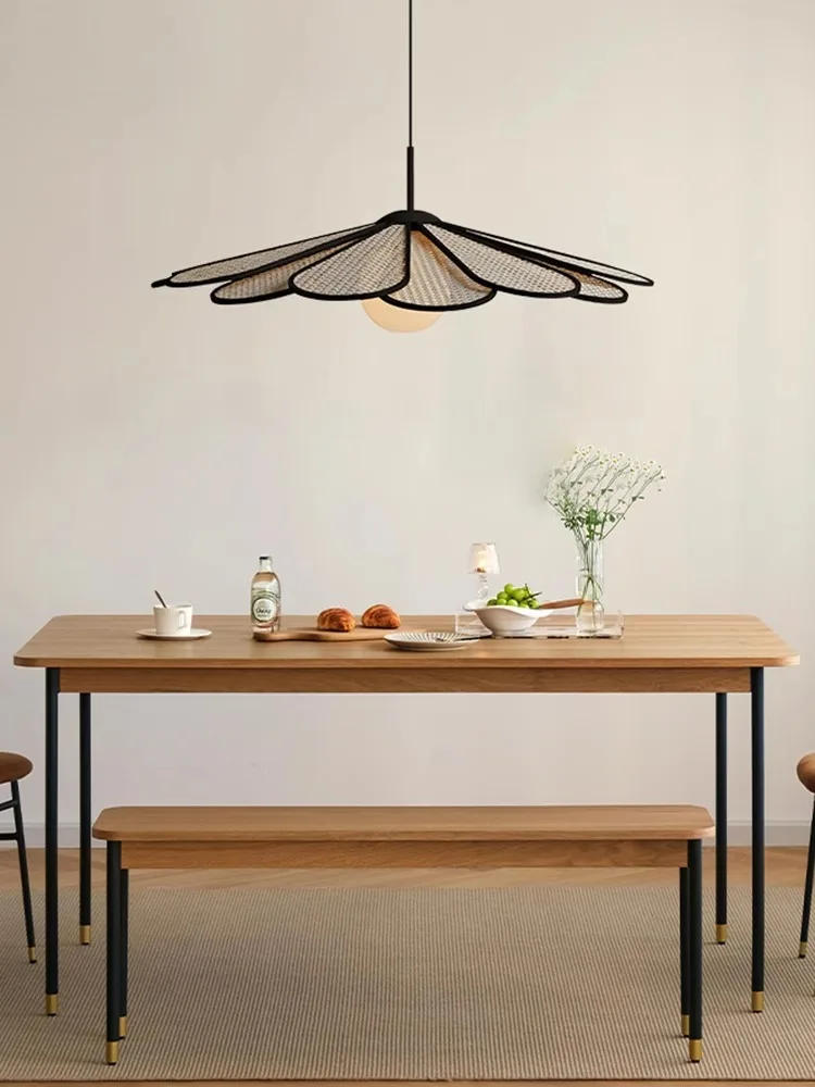 Description Picture 2 of itemNordic Modern Living Room Bedroom Bedside Dining Room Balcony Japanese Style Lamp Creative Umbrella Shaped Rattan Art Chandelier