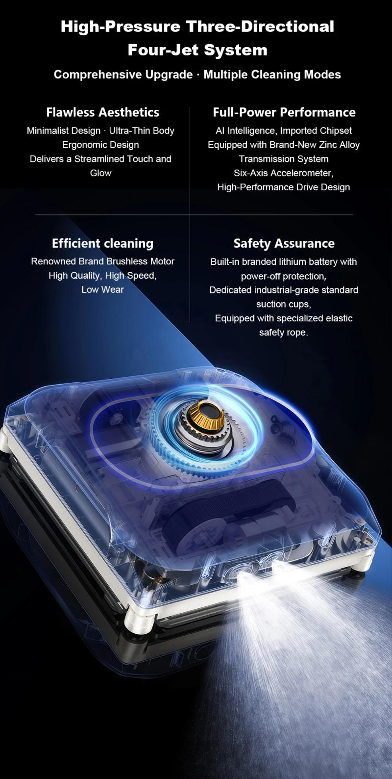 Description Picture 5 of itemWindow Cleaning Robot Liectroux S11, 4-Way Water Spray, Home Glass Floor Wall Tiles Cleaner Robot, Strong Vacuum, Smart Memory