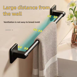 Self-Adhesive Towel Rack Bathroom Towel Holder Without Drilling Bathroom Black Corner Shelf Bar 50CM Bathroom Storage Towel Rail