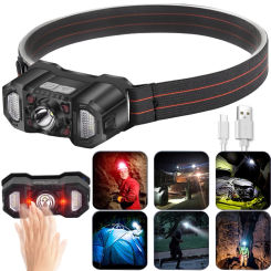 Emergency Head Flashlight Motion Sensor Portable LED Headlamp 1000mAh LED Forehead Flashlight for Outdoor Fishing Camping Hiking
