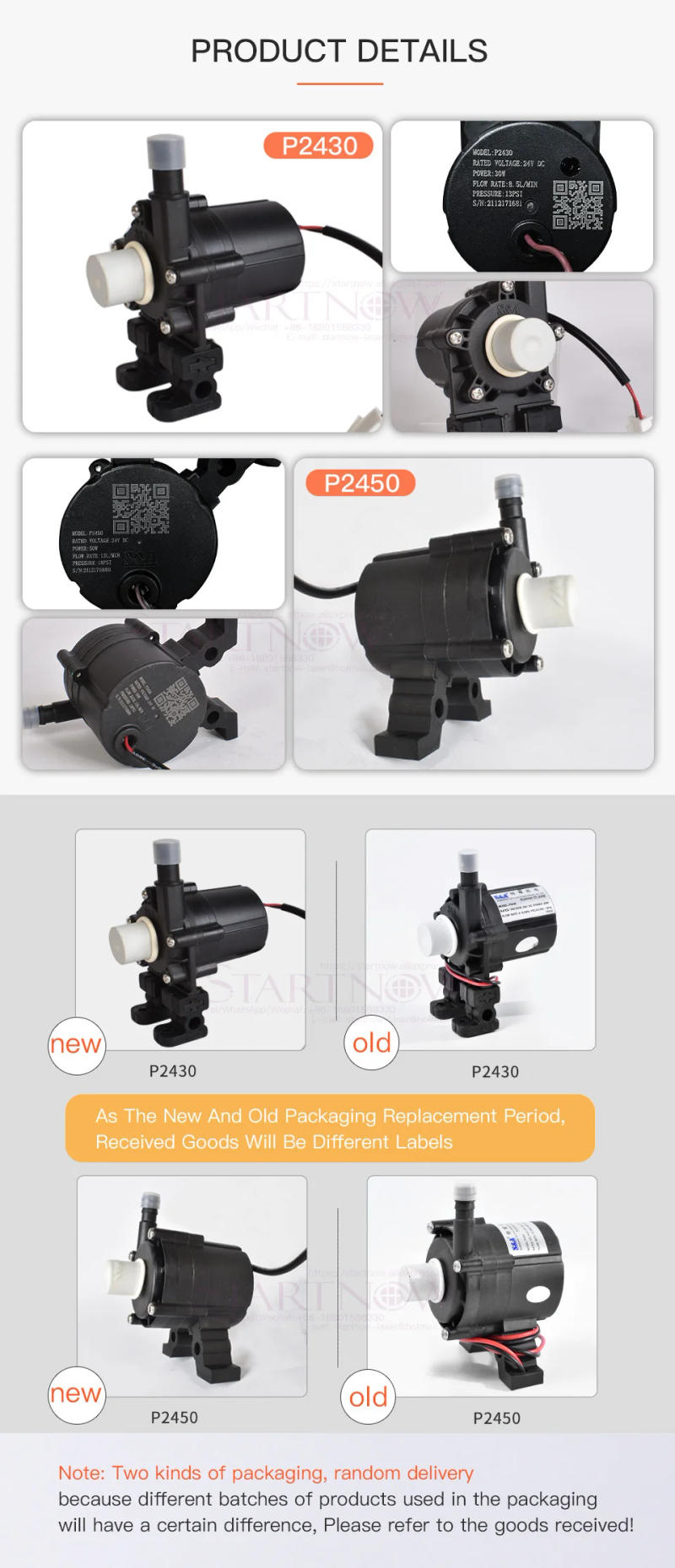 Description Picture 5 of itemStartnow P2450 P2430 Water Pumps For S&A CW3000 AG/DG CW5000 AG/DG/AH/DH Industrial Water Chiller Pump P2402A