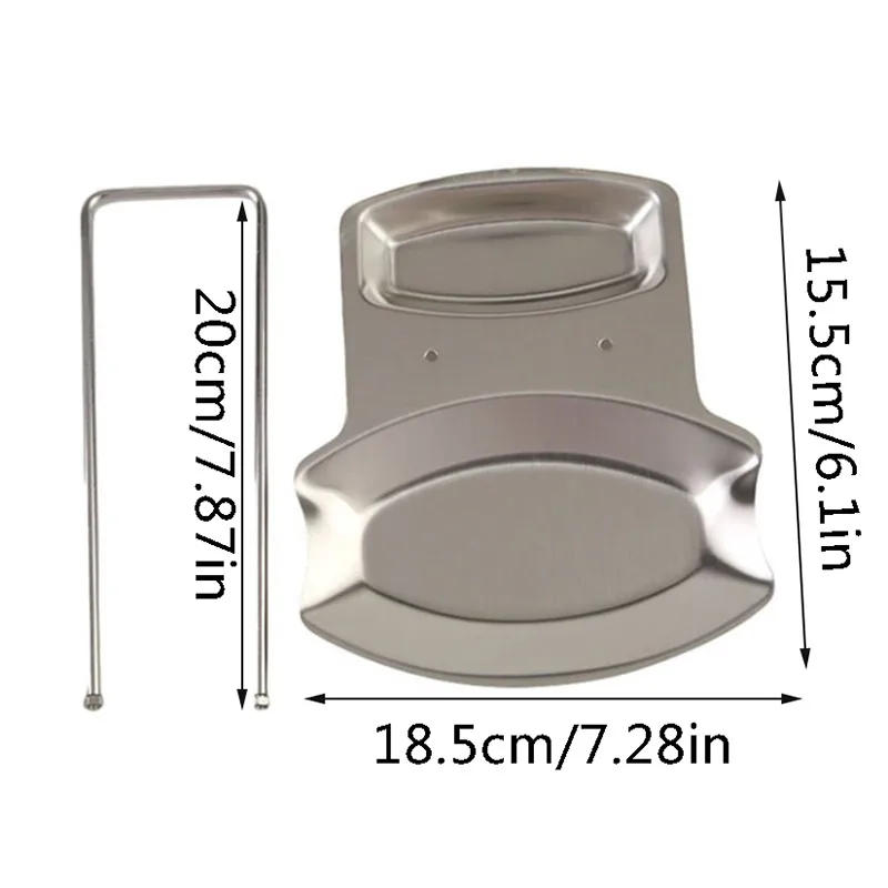 Description Picture 5 of itemStainless Steel Pan Pot Cover Stand Silver Color Soup Spoon Holder Drain Rack Stove Organizer Storage Kitchen Accessories