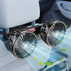 Car Fan, Car Small Air Conditioner, Double-headed Fan,, 360 Degrees Rotation, Base Fixed Clip Mounting Method, Suitable For Car