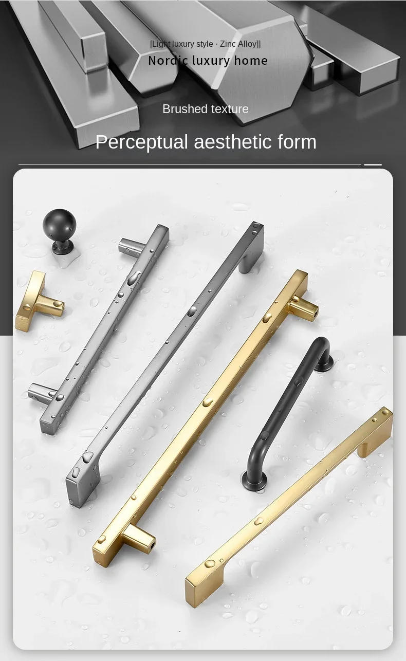 Description Picture 3 of itemZinc Alloy Pearl Gray Gold Cabinet Handles Solid Drawer Knobs Kitchen Cupboard Door Pulls Furniture Handle Cabinet Hardware