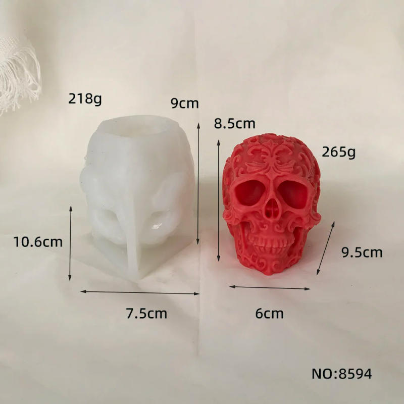 Description Picture 2 of itemNew Halloween Skeleton Head Candle Silicone Mold DIY Craft Plaster Resin Soap Making Kit Aromatherapy Candle Holiday Gift