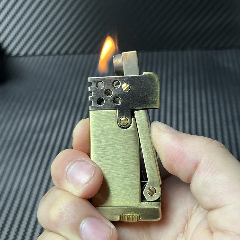 Description Picture 3 of itemNew Creative Personality Dolphin Retro Mechanical Kerosene Lighter Old-fashioned Nostalgic Semi-automatic Side Pressure Ignition