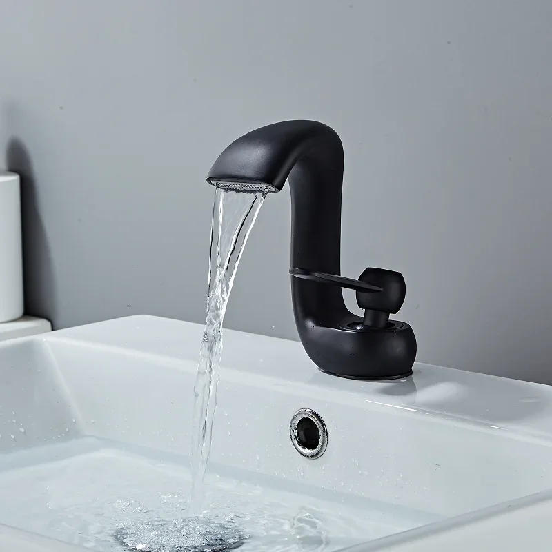 Description Picture 4 of itemBathroom Faucet Modern Black Basin Brass Wash Single Handle Single Hole Elegant Crane