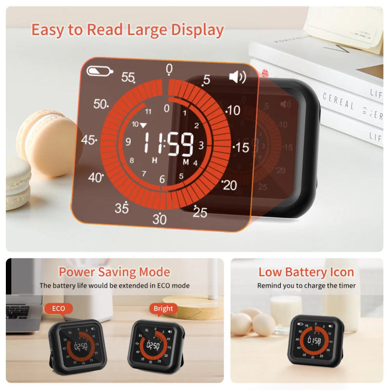 Description Picture 2 of itemRechargeable Digital Visual Timer - Max 11H 59M Countdown Timer with VA Display Magnetic Digital Timer For Kitchen, Classroom