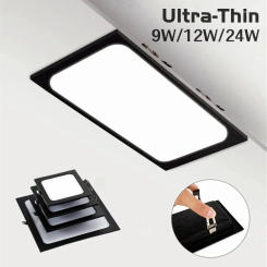 Ultra-thin Square LED Recessed Downlights 9W/12W/24W Ceiling Grille Panel Lamps Kitchen Living Room Bedroom Indoor Spot Lighting