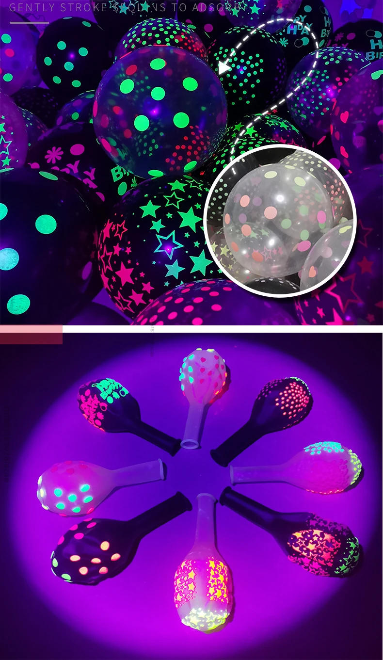 Description Picture 4 of item10Pcs 12Inch Fluorescent Balloons Neon Glow Latex Balloons Wedding Birthday Party Decor Glow Baloon Baby Shower Kids Gifts