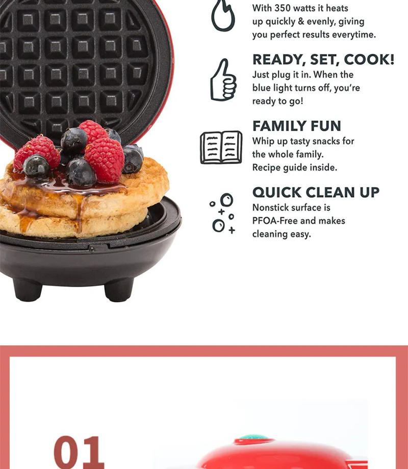 Description Picture 4 of item110V&220V Electric Mini Waffles Maker Machine Kitchen Cooking Appliance for Kids Breakfast Dessert  Pot    Small Fried Eggs
