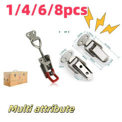 2/4pcs/lot 10.5/33.5mmStainless Steel Cabinet Boxes Spring Loaded Catch Toggle Clamp Hasp Lock For Chest Box Gift Suitcase