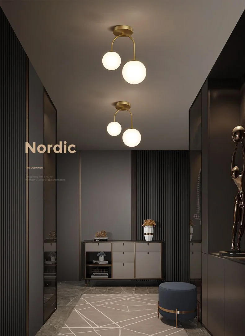 Description Picture 2 of itemNordic Glass Ball LED Ceiling Light Lamps for Aisle Corridor Balcony Hallway Bedroom Clockroom Home Decoration Indoor Lighting
