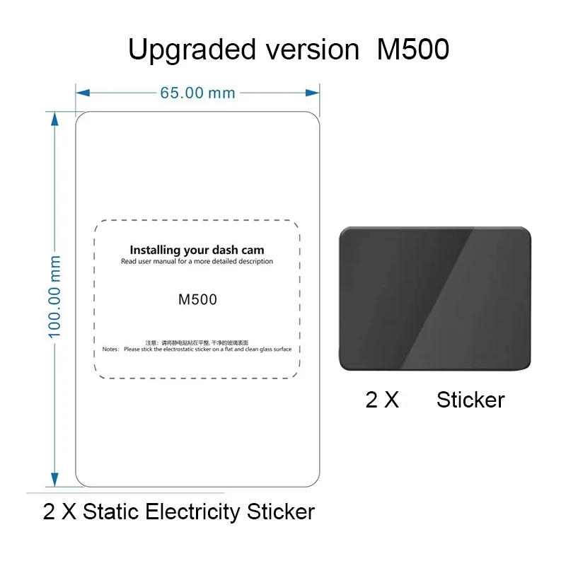 Description Picture 2 of itemFor 70mai Dash Cam M500 Dash Cam Smart Sticker Static Stickers for 70mai M500 Car DVR film holder 3pcs