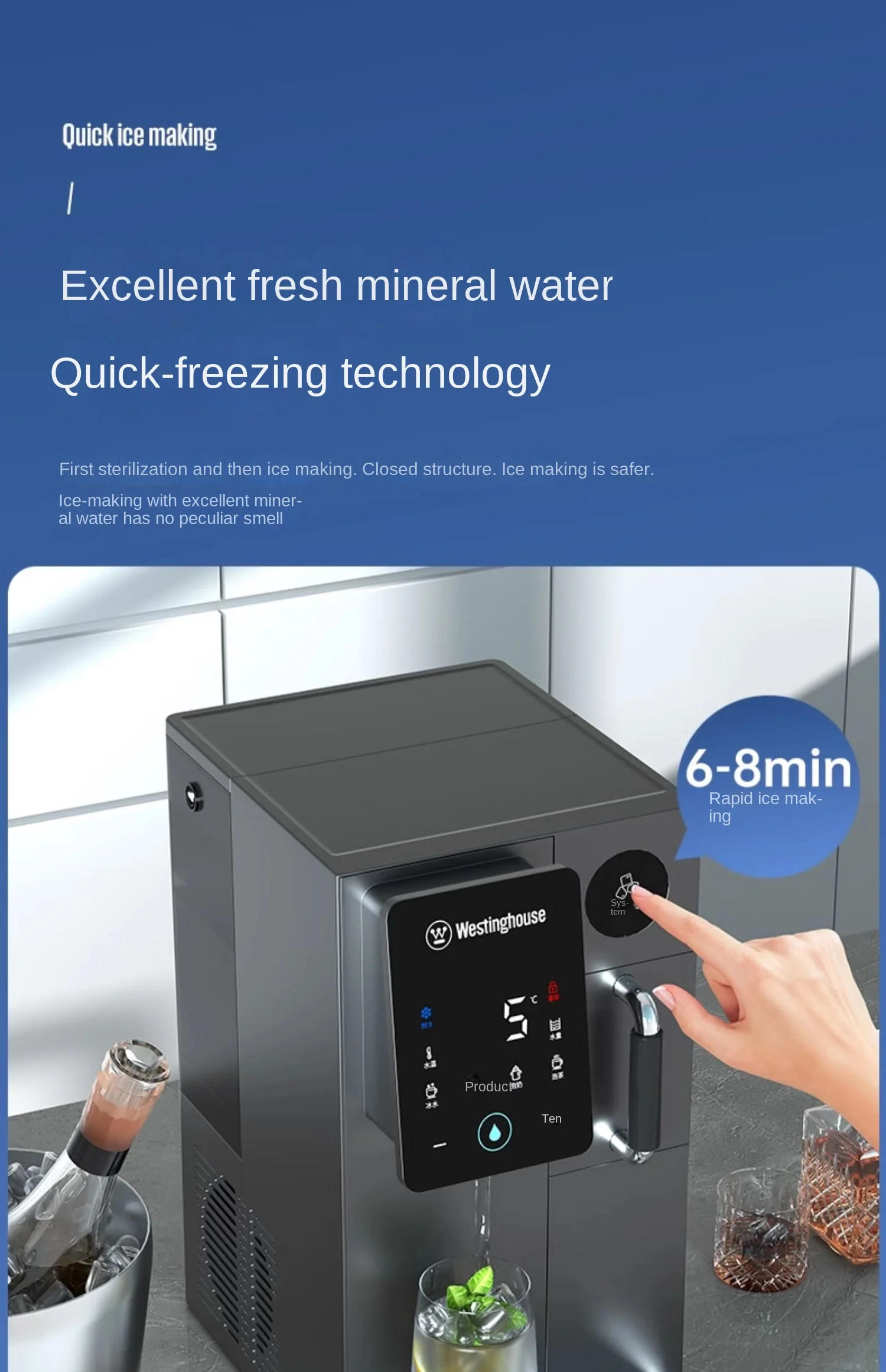 Description Picture 5 of itemIce Maker Household Instant Heating Refrigeration Integrated Machine Direct Drinking Water Dispenser Automatic Solid Ice  Small