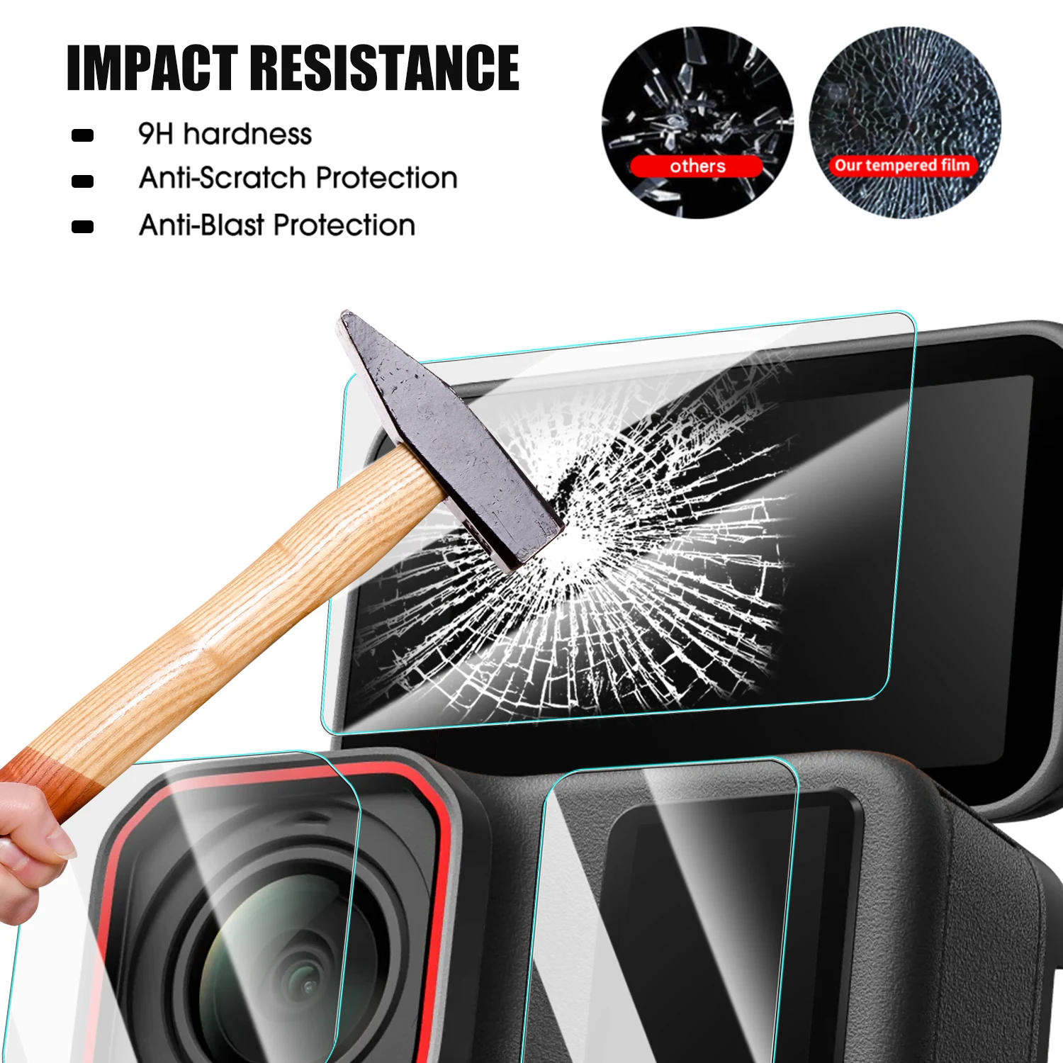 Description Picture 6 of item9in 1 Films for Insta360 ACE Pro 2 Tempered Glass Screen Protectors Full Coverage Camera Lens Films for Insta360 ACE Pro 2