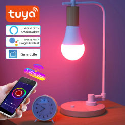 Tuya WiFi Smart E27 LED Light Bulb RGB CW Dimmable 12W 15W 18W Alexa Google Home Voice Control Indoor Bedroom DIY Timer Bulb