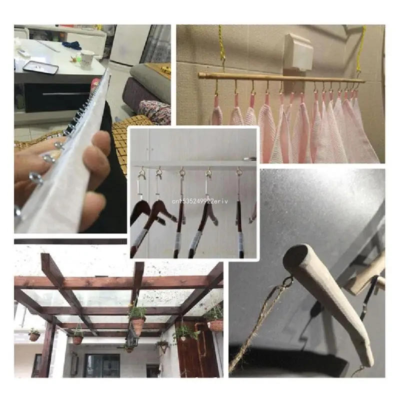 Description Picture 6 of item20 PCS Eye-Shape Ring Hooks Metal Cup Hooks Stainless Steel Screw Eye Hooks Household Threaded Hook Set