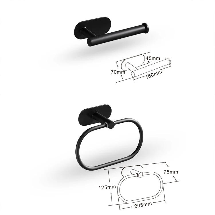 Description Picture 5 of item5PCS Wall Mount Toilet Towel Paper Holder Adhesive Black Kitchen Roll Paper Stand Hanging Napkin Rack Bathroom Accessories WC