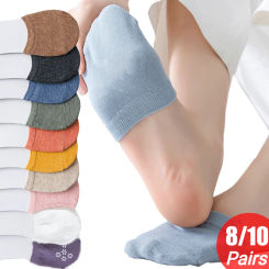 Invisible Half Sock Female Front Half Foot Sock Pure Cotton Invisible Ship Sock Silicone Anti-slip Half Sock Summer Thin Trend