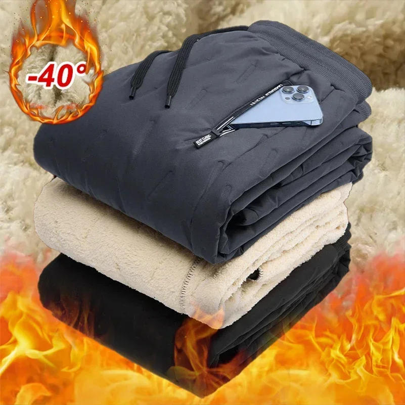 Description Picture 3 of itemThicken Sweatpants Men Winter Warm Lambswool Outdoors Casual Windproof Jogging Pants Brand High Quality Trousers Streetwear Men