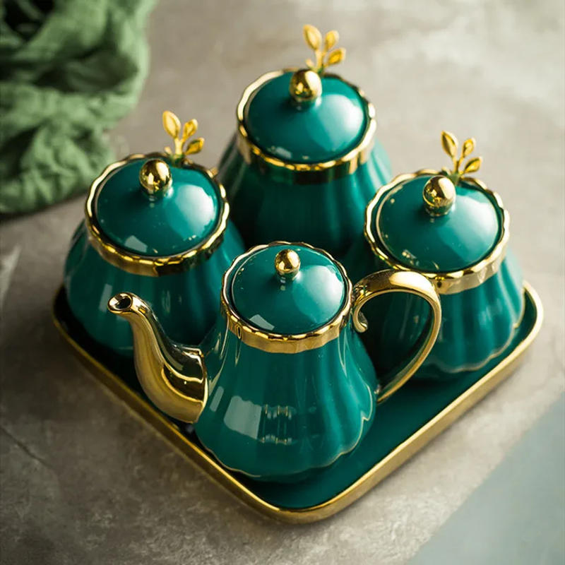 Description Picture 2 of itemGreen Seasoning Jar Ceramic Spice Bottle Nordic Box Set Home Oiler Salt Shaker Sugar Bowl Kitchen Supplies Jars