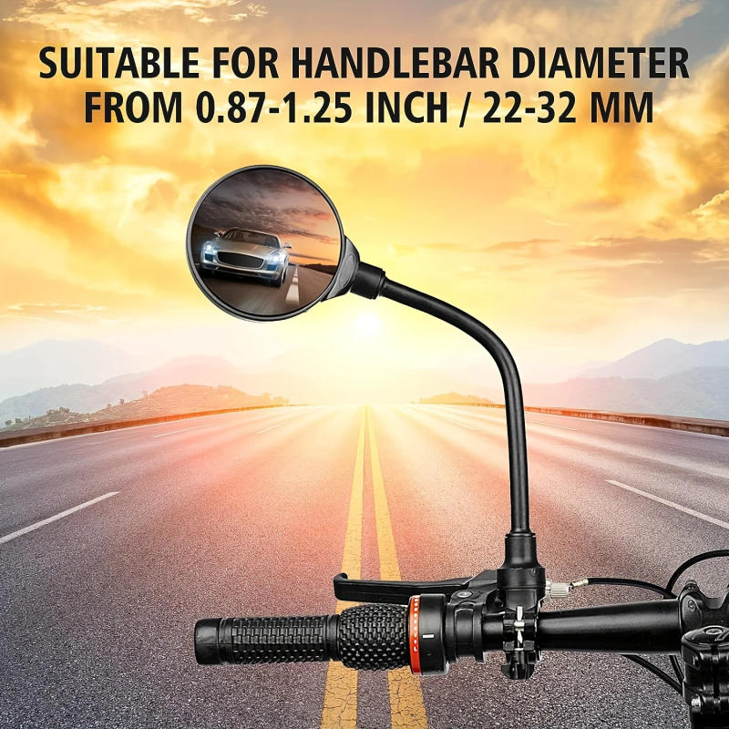 Description Picture 3 of item2PCS Bike Mirror Bike Handlebar Rearview Mirror Rotatable And Adjustable Wide Angle Rear View Shockproof Convex Mirror Universal