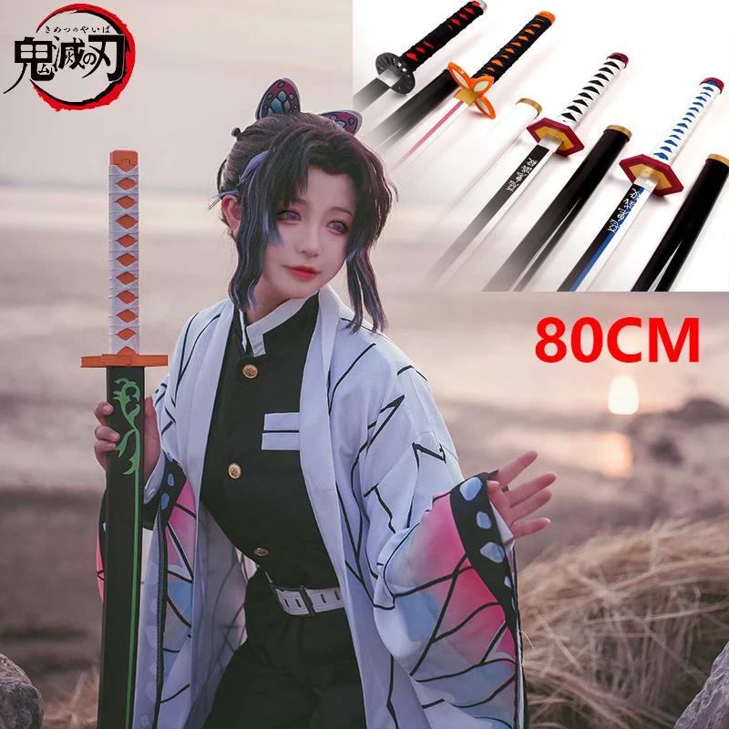 Description Picture 4 of itemDemon Slayer Katana Swords Wooden Kimetsu No Yaiba Tanjirou Mitsuri Weapon Anime Cosplay Prop Ninja Blade Katana Model Kid Toys