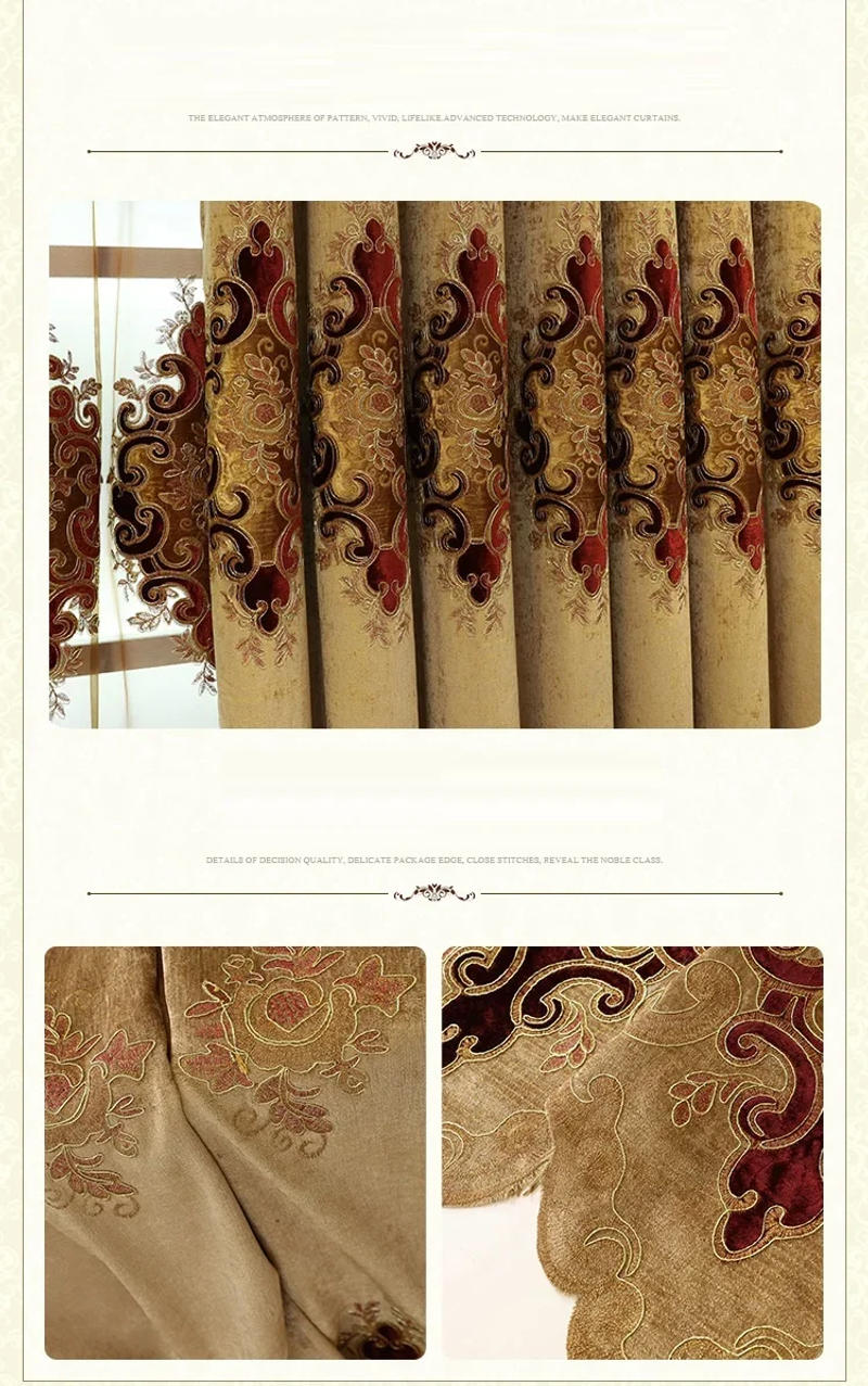 Description Picture 6 of itemCurtains for Living Room New Embroidery Valance European Style Villa Blinds Drapes Window Door Curtains for Dining Room Bedroom