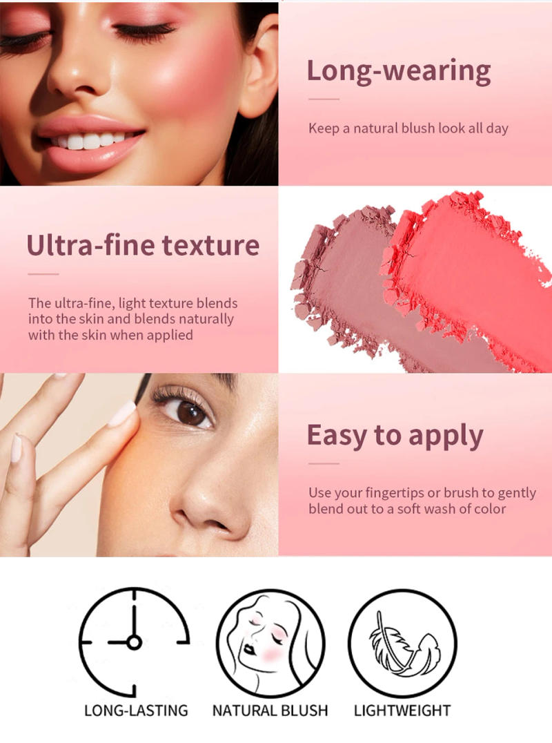 Description Picture 6 of itemBrightens Embossed Blush Palette Rosy Blusher Facial Blush Powder 3D Relief Blush Palette Brown Cheek Contour Rouge Cosmetics