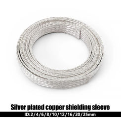ID 2 4 6 8 10 12 16 20 25mm Electromagnetic Shielding Silver Plated Copper Sleeve Grounding Protection Telescopic Braided Net