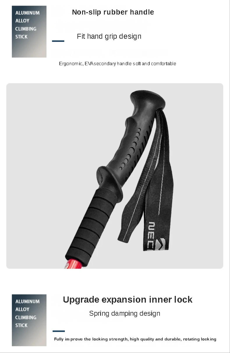 Description Picture 6 of item1PCS 63-135cm Nordic Walking Stick Camping Hiking Ultralight Adjustable Telescopic Alpenstock Trekking Pole Climbing