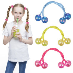 3 Pairs Aldult Toddler Hair Barrettes Double Balls Elastic Ponytail Holders Ties