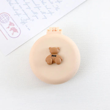 Coffee Bear Hair Combs Folding Massage Hair Brush Round Mini Airbag Comb with Mirrors Travel Hairbrush Makeup Comb Styling Tools