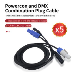 5Pcs/Lots DMX Cable Power Cable Combination Of Powercon Plug And DMX XLR Signal Line Accessories For Stage Wedding DJ Disco