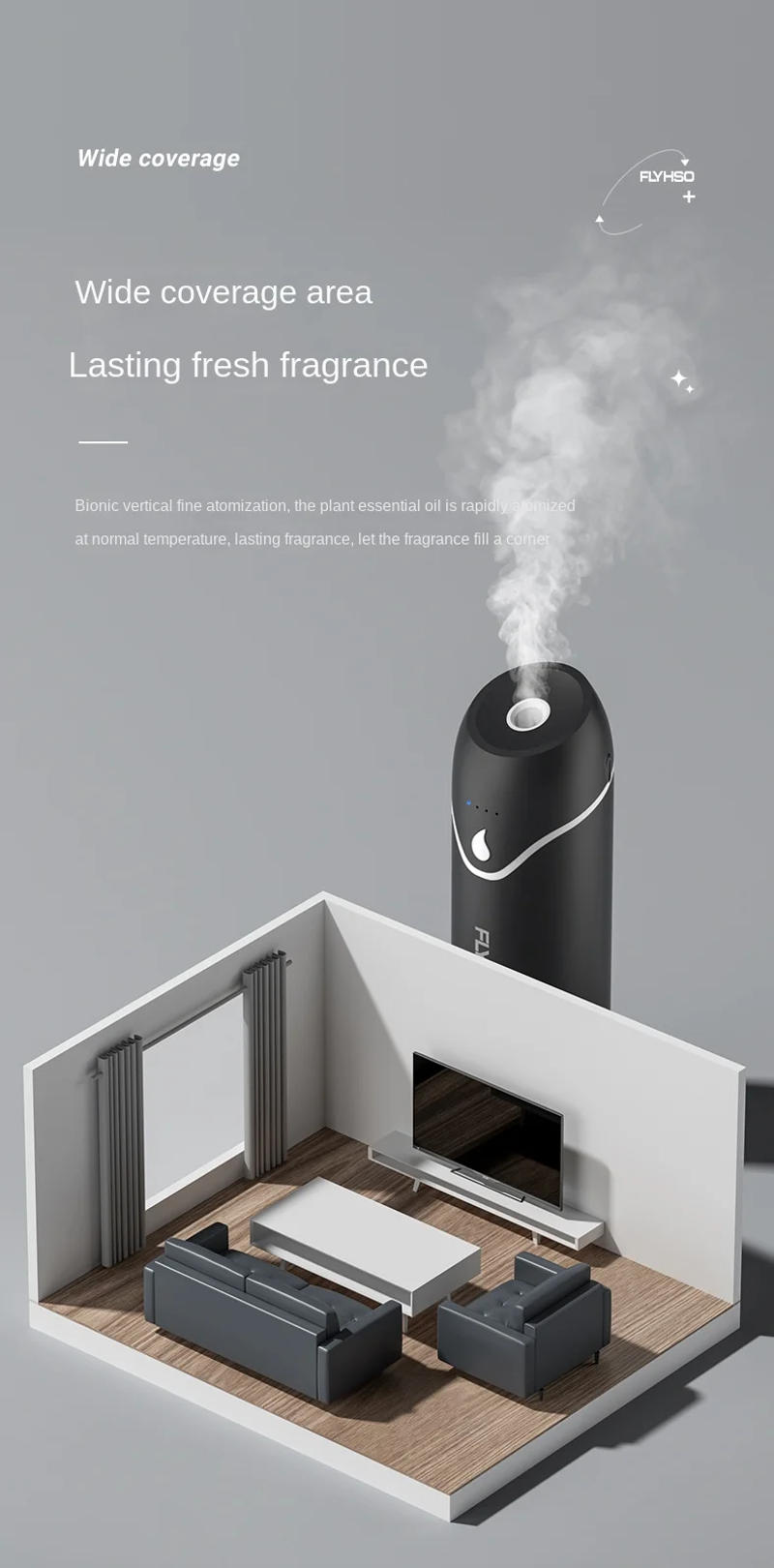 Description Picture 6 of itemPortable Automatic Aroma Diffuser for Home 4 Gear Room Air Freshener USB Charging Electric Air Purifier Essential Oil Atomizatio