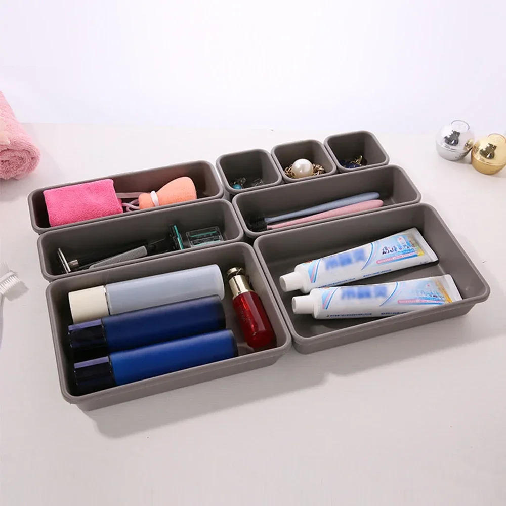 Description Picture 3 of item8pcs/set Adjustable Drawer Organizer Box Trays Make Up Cosmetics Sundries Divider Holder Kitchen Bathroom Closet Jewellery Box