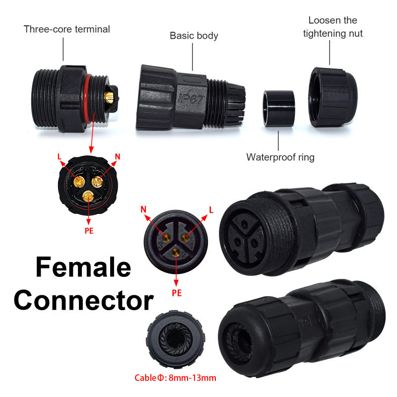 Description Picture 6 of itemM25 Connector Male Female Wire or Panel Mount 3Pin Welding Power Plug Waterproof for WVC600W-2800W Solar Grid Tie Micro Inverter