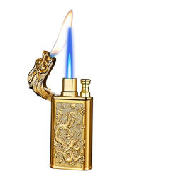 2024 New Creative Embossed Shenlong Double Fire Gas Lighter Metal Flame Spray Tool Cigarette Lighter Trendy And Fashionable Men
