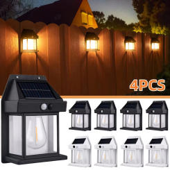 Outdoor Solar Wall Lamp Waterproof Tungsten Filament Lamp Induction Lamp Household Garden Wall Light Villa Lighting Night Light