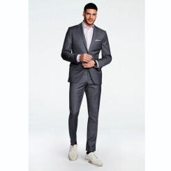 Men Suits Luxury Gentlemen Outfits Dark Grey Single Breasted Notch Lapel Skinny 2 Piece Jacket Pants Office Work Male Clothing