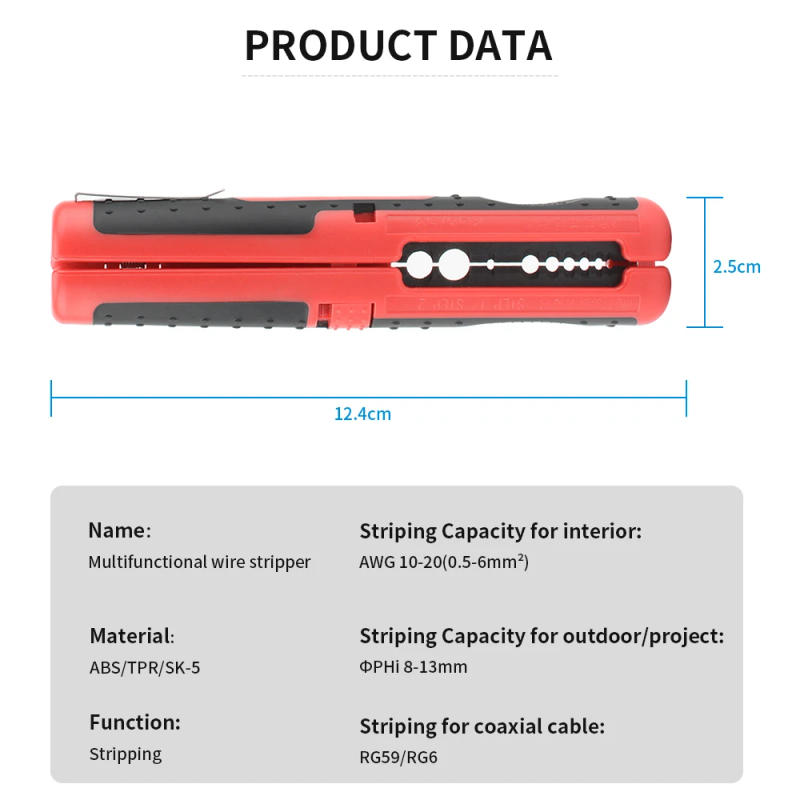 Description Picture 3 of itemPortable Wire Stripper SK5 Blade Coaxial Cable RG59 RG6 Multifunctional Stripping Cutter Pliers Handle Tool Hardware Tool