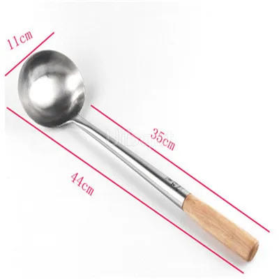 Description Picture 4 of itembig long spatula shovel chef cooking cocina utensilios blade Kitchen Utensil Wooden Handle Stainless Steel Turner Soup Spoon wok